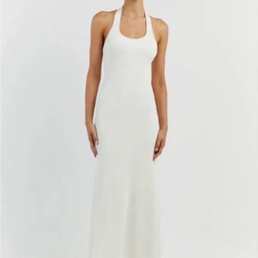 DISSH EDDISON OFF WHITE KNIT MIDI DRESS